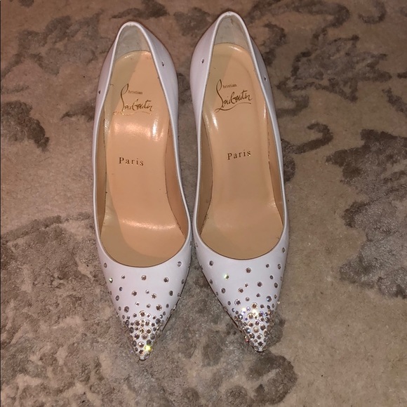 Christian Louboutin White Degrastrass Leather 100m - Picture 2 of 8